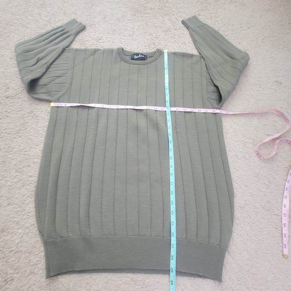 Barbour Mens C44 Wool Sweater Pullover Crew Neck Ribbed Knit Jumper Green - Picture 4 of 12